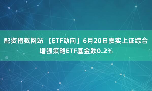 配资指数网站 【ETF动向】6月20日嘉实上证综合增强策略ETF基金跌0.2%