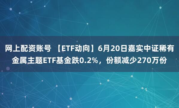 网上配资账号 【ETF动向】6月20日嘉实中证稀有金属主题ETF基金跌0.2%，份额减少270万份